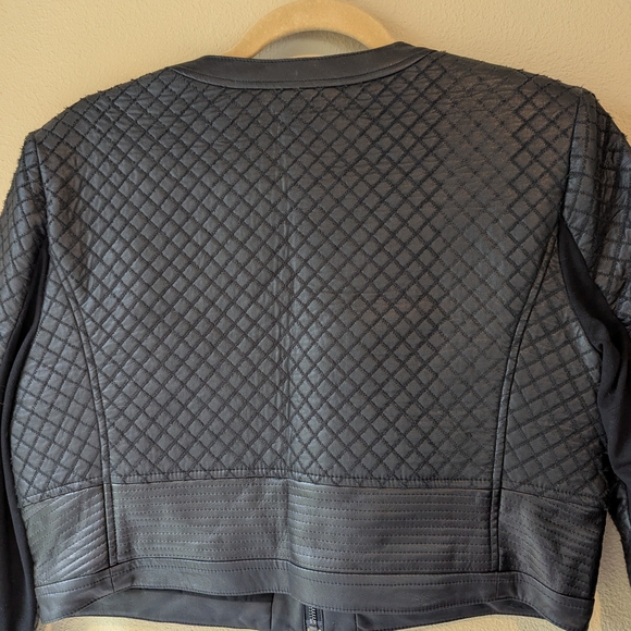 BCBGMaxAzria Black Vegan Leather Jacket Quilted Fitted - Picture 7 of 11